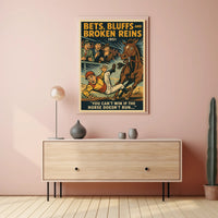 Bets Bluffs and Broken Reins 1951 Sports Poster