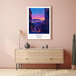 Porto Evening Skyline: Enchanting Travel Poster