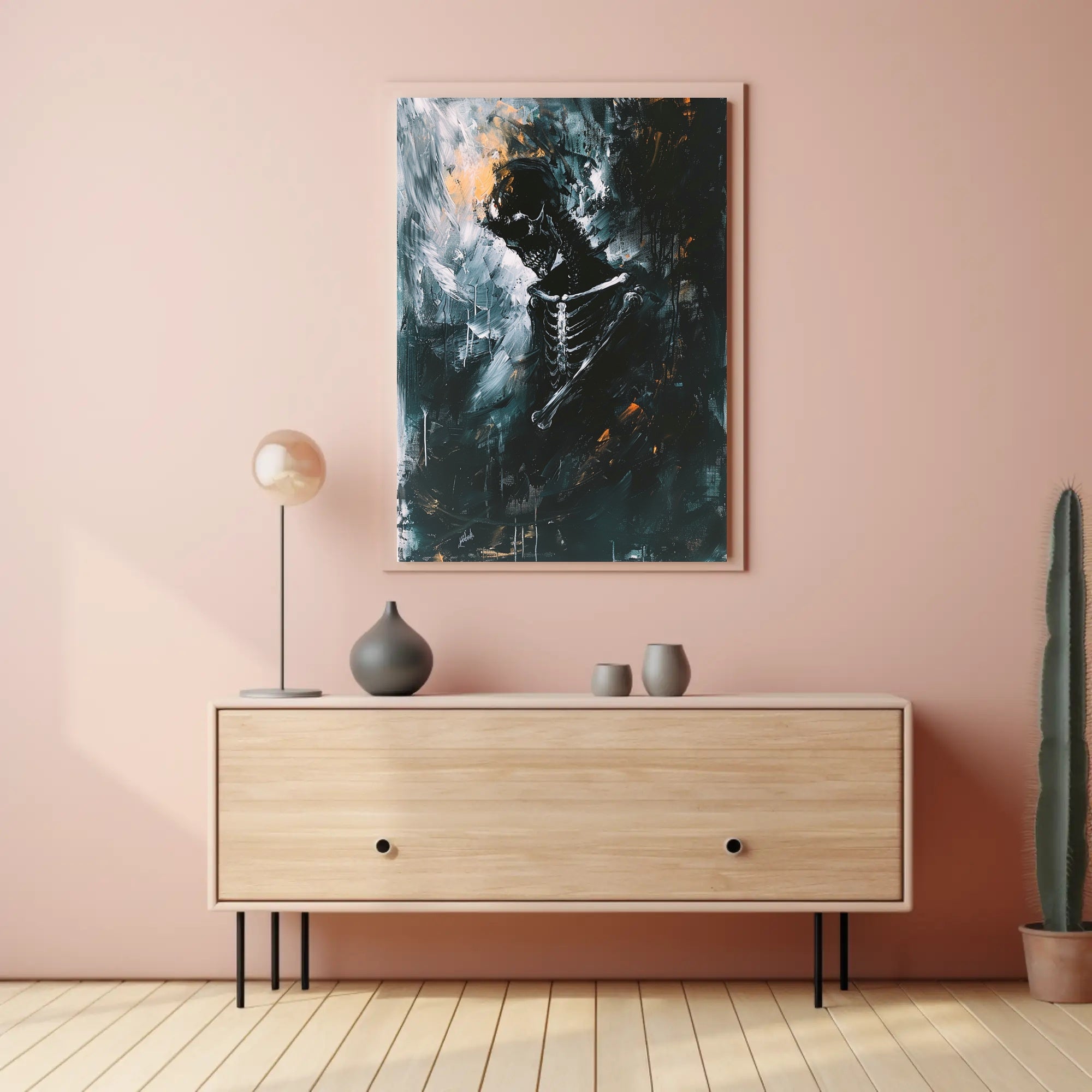 Ethereal Skeleton Abstract Art Poster: Dynamic Design PosterGoat