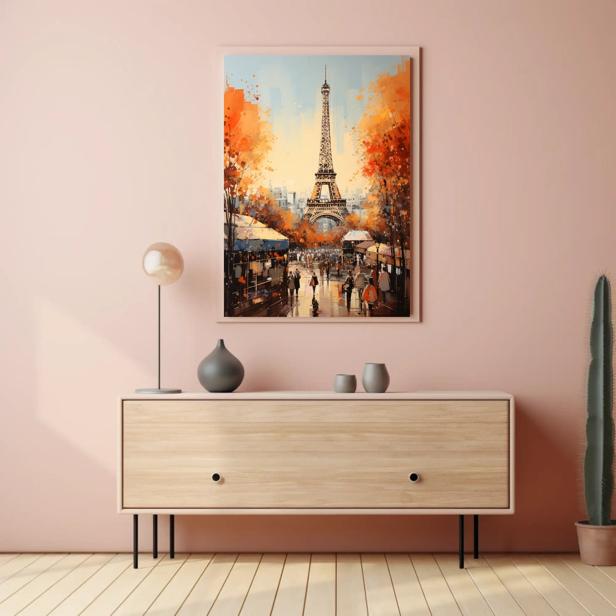 Eiffel Tower Street Scene Autumn Travel Poster