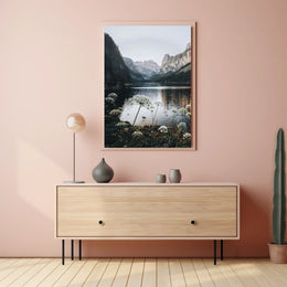Majestic Mountain Landscape Poster with Tranquil Lake