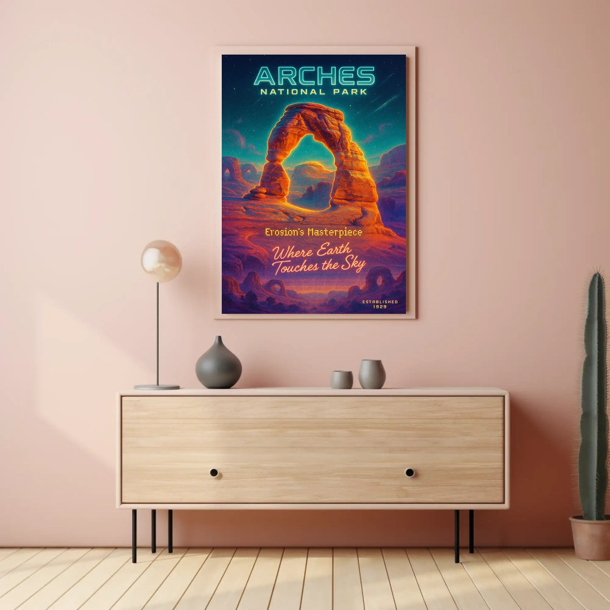 Arches National Park Starry Night Vintage Travel Poster