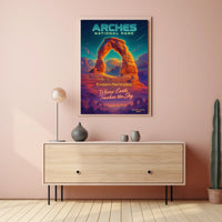 Arches National Park Starry Night Vintage Travel Poster
