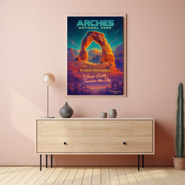 Arches National Park Starry Night Vintage Travel Poster