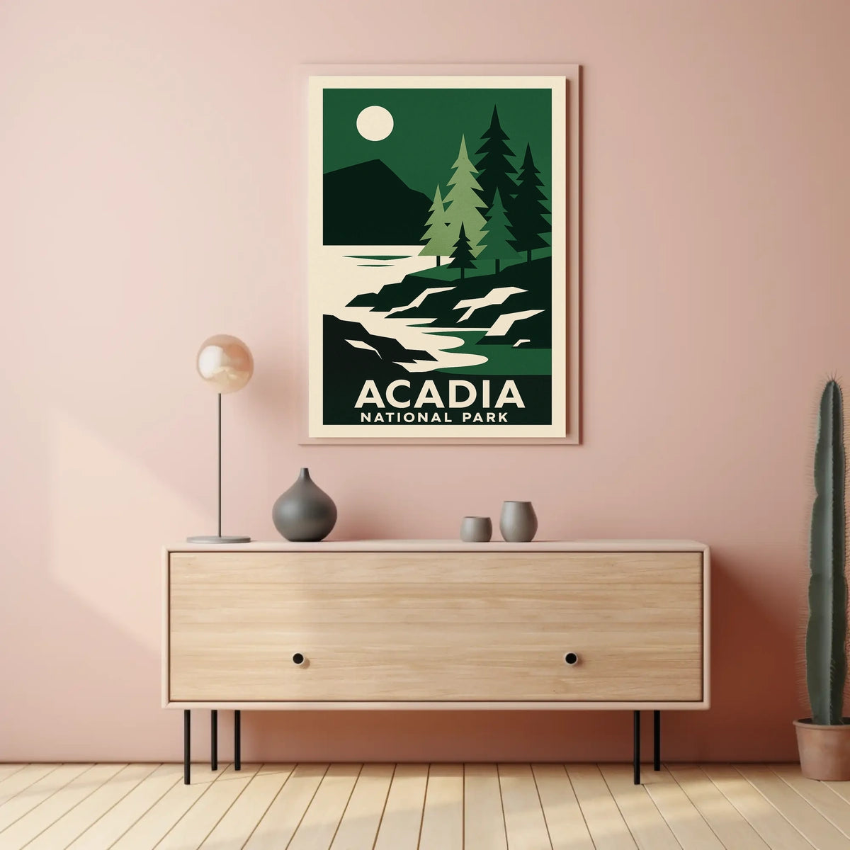 Acadia National Park Vintage Wanderlust Poster