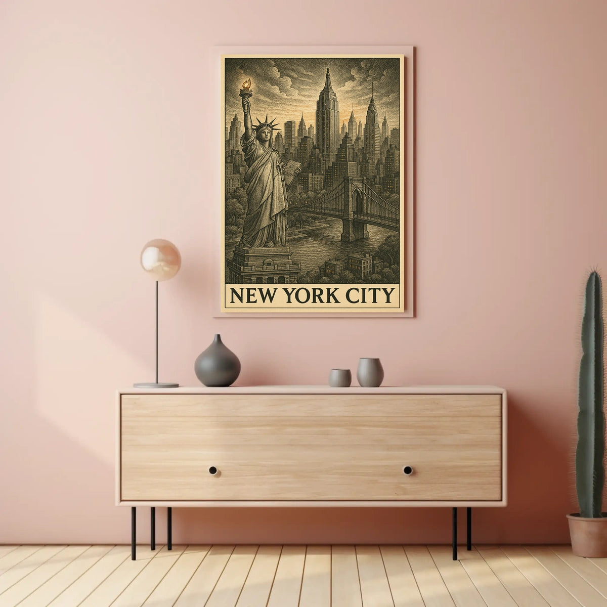 Iconic New York City Poster Vintage Skyline Art for Home
