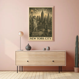 Iconic New York City Poster Vintage Skyline Art for Home