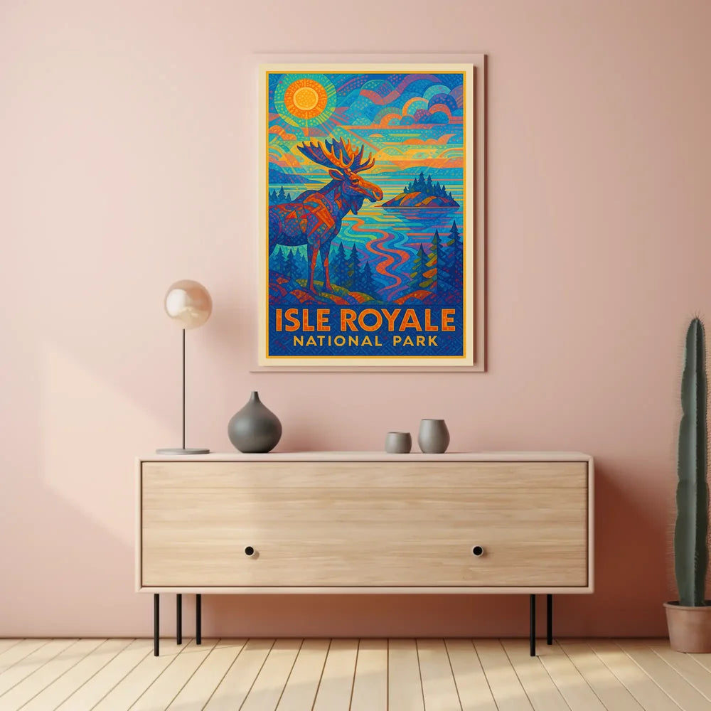 Isle Royale National Park Moose Wildlife Scenic Poster
