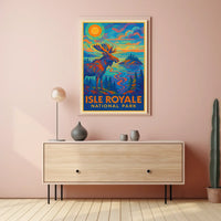 Isle Royale National Park Moose Wildlife Scenic Poster