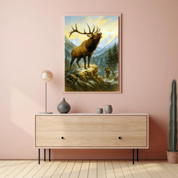 Majestic Elk in the Mountains Poster PosterGoat