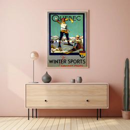 Winter Sports Adventure in Quebec Travel Poster PosterGoat