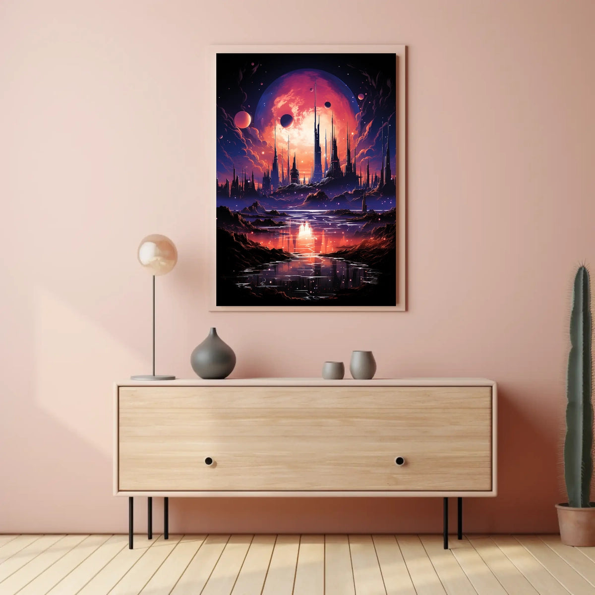 Futuristic Sci-Fi Cosmic Landscape Poster