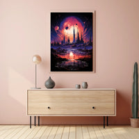 Futuristic Sci-Fi Cosmic Landscape Poster