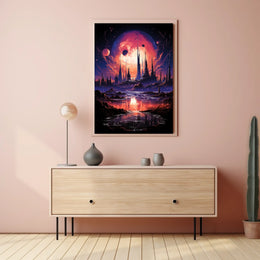 Futuristic Sci-Fi Cosmic Landscape Poster