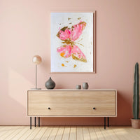 Elegant Pink and Gold Butterfly Abstract or Artistic Poster PosterGoat