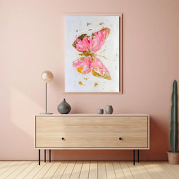 Elegant Pink and Gold Butterfly Abstract or Artistic Poster PosterGoat