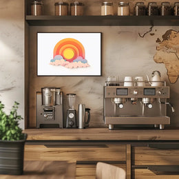 Modern Abstract Sunrise Sunset Paper Art Poster