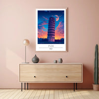 Leaning Tower of Pisa Vibrant Art Travel Poster