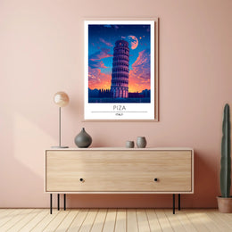 Leaning Tower of Pisa Vibrant Art Travel Poster