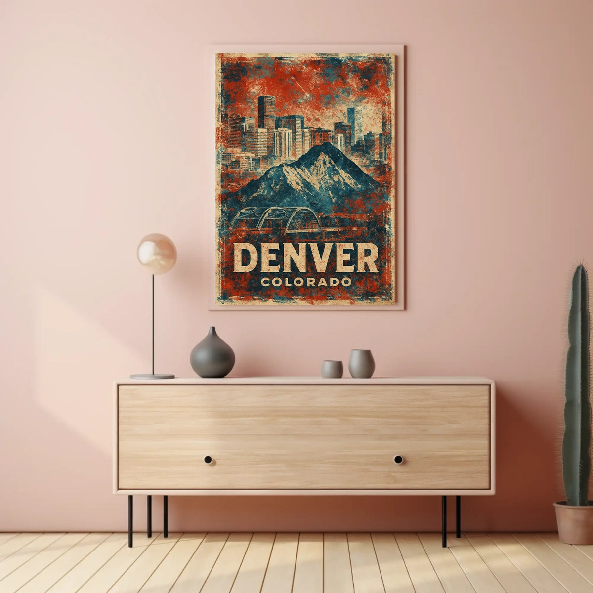 Denver Colorado Cityscape Vintage Poster