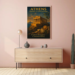 Athens Heritage Vintage Poster: Ancient Greek Inspiration