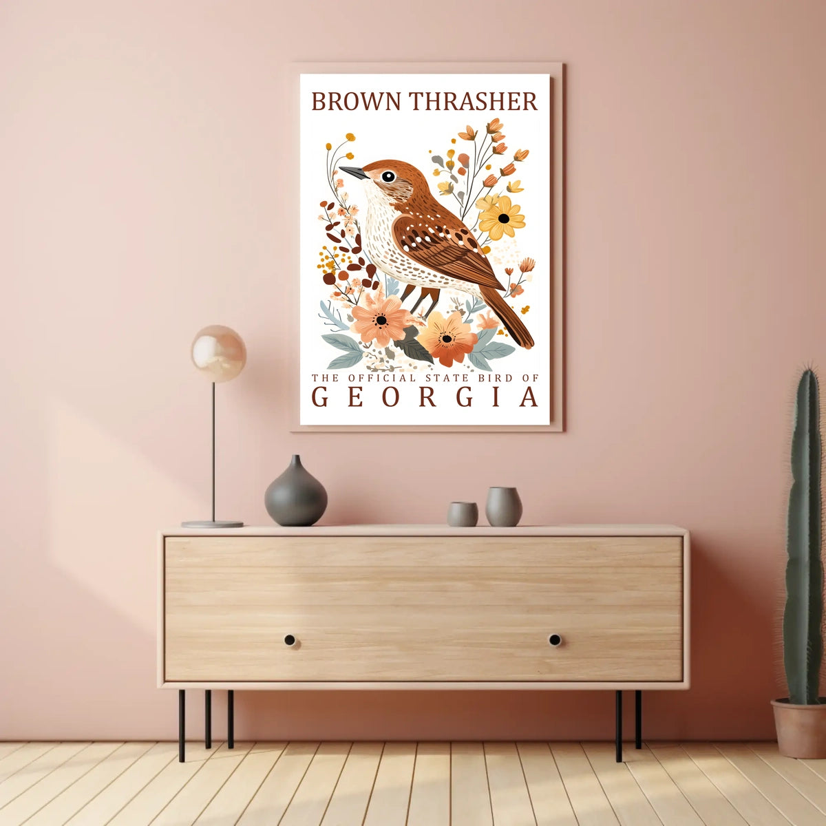 Brown Thrasher Georgia State Bird Art Poster