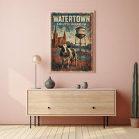 Watertown South Dakota Rustic Charm Travel Rural Scenic Prairie Heritage Folk Art Wanderlust Poster
