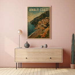 Amalfi Coast Poster Wall Art Seascape Decor for Travel