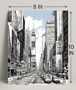 Urban Sketch Of Times Square Poster Abstract Wall Art
