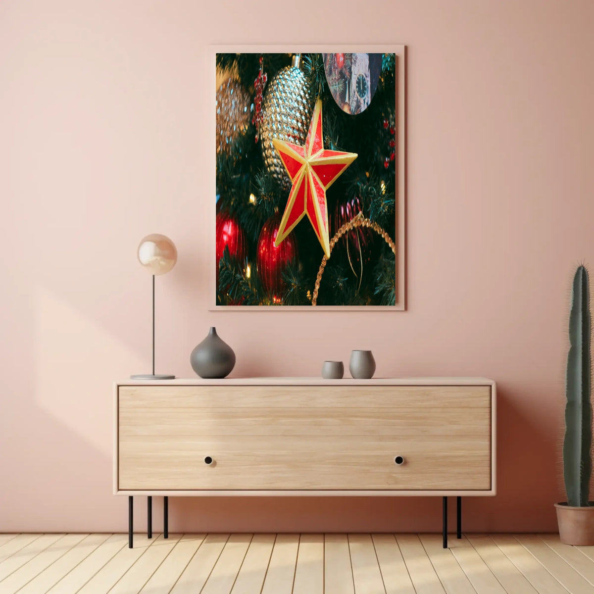 Festive Christmas Ornament Display Poster