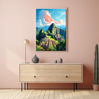 Machu Picchu Majesty: Geometric Travel Poster