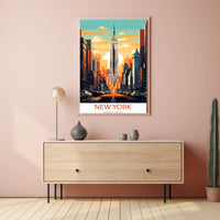Empire State Building Retro New York Cityscape Urban Poster