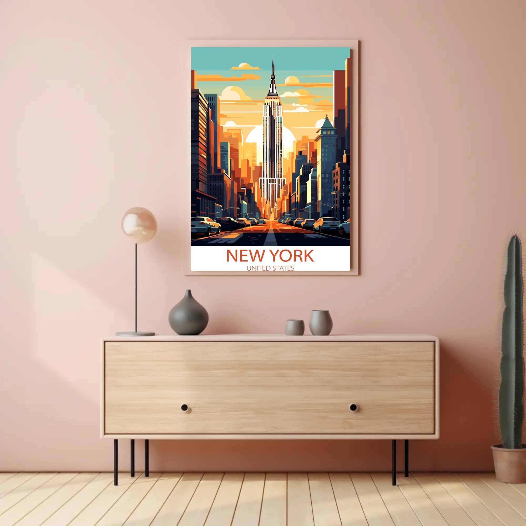 Empire State Building Retro New York Cityscape Urban Poster
