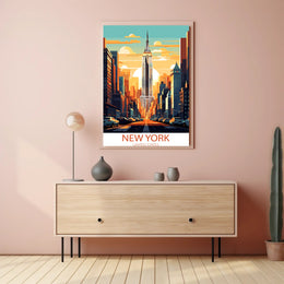 Empire State Building New York Poster Retro Wall Art