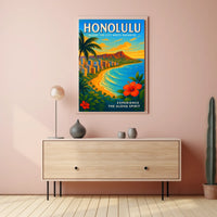 Honolulu Where the City Meets Paradise Poster