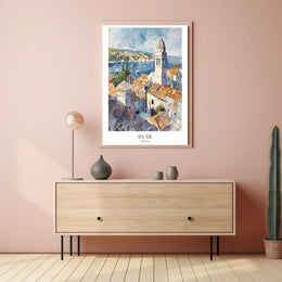 Hvar Croatia Scenic View Watercolor Travel Poster PosterGoat