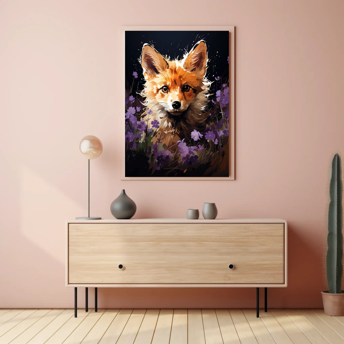 Vivid Fox in Enchanting Floral Wonderland Poster