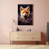 Vivid Fox in Enchanting Floral Wonderland Poster