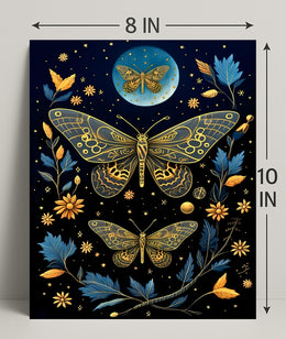 Ethereal Moths in Nature-Inspired Artistic Poster