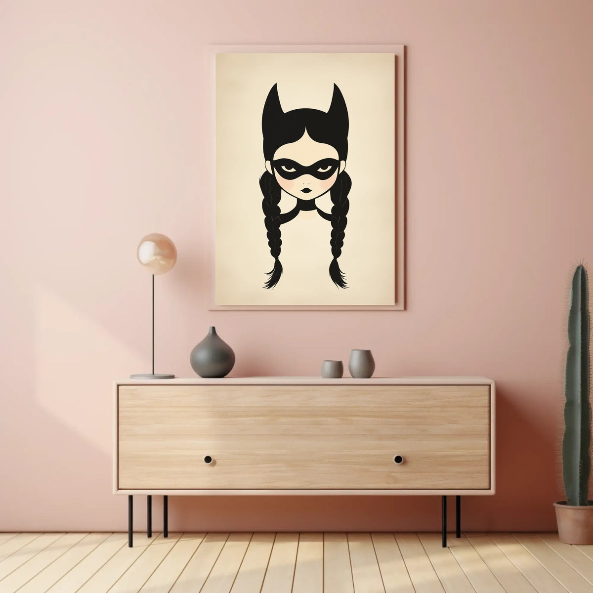 Mysterious Girl Stylized Illustration Braided Hair Poster