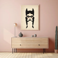 Mysterious Girl Stylized Illustration Braided Hair Poster