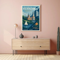 Wilmington Riverfront Charm in Vintage Urban Cityscape Poster PosterGoat