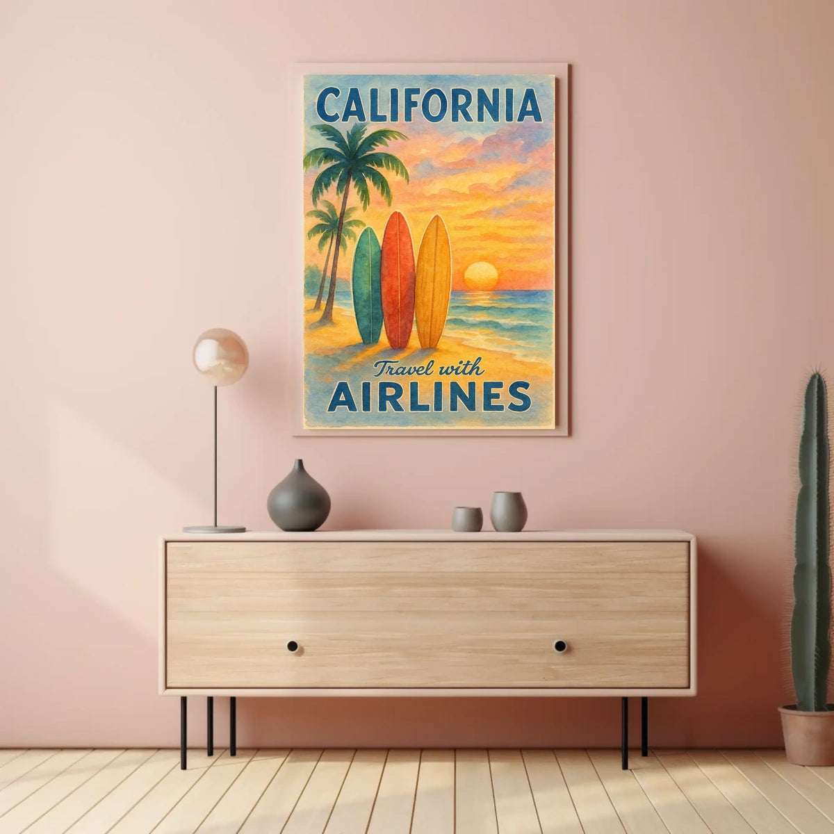 California Airlines Vintage Travel Poster