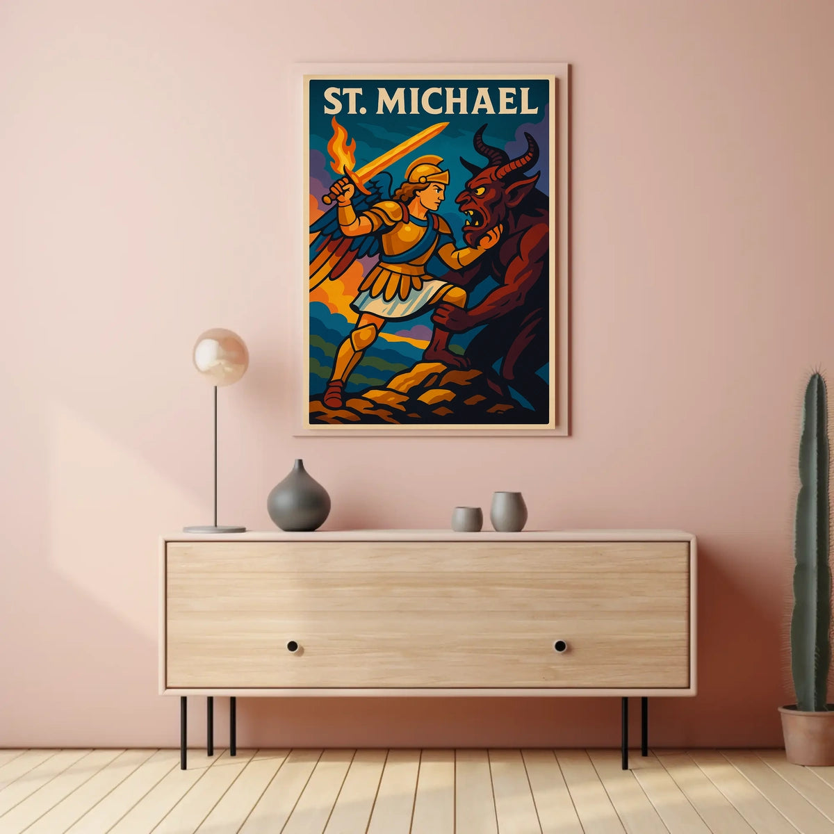 Saint Michael Archangel Wall Art Poster For Catholic Decor Sacred Guardian Artwork