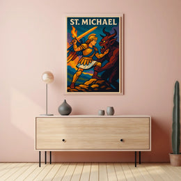 Saint Michael Archangel Wall Art Poster For Catholic Decor Sacred Guardian Artwork