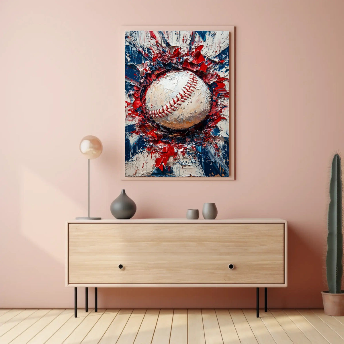 Baseball Themed Abstract Art For Sports Decor Poster