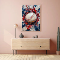 Baseball Themed Abstract Art For Sports Decor Poster