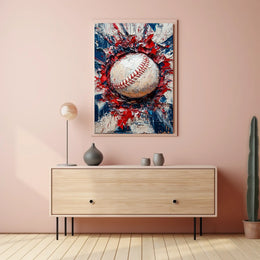 Baseball Themed Abstract Art For Sports Decor Poster