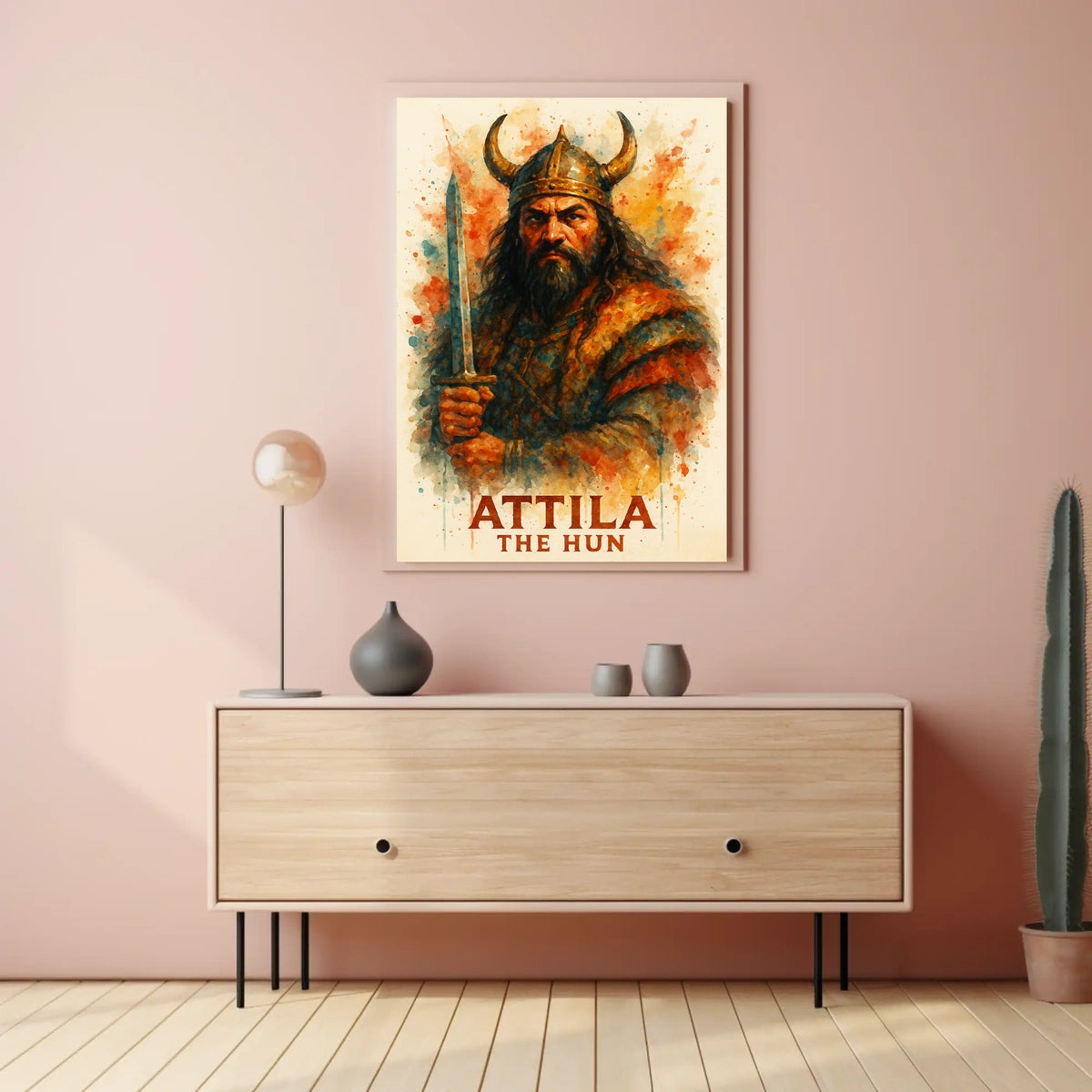 Attila the Hun Watercolor Warrior Art Poster