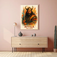 Attila the Hun Watercolor Warrior Art Poster